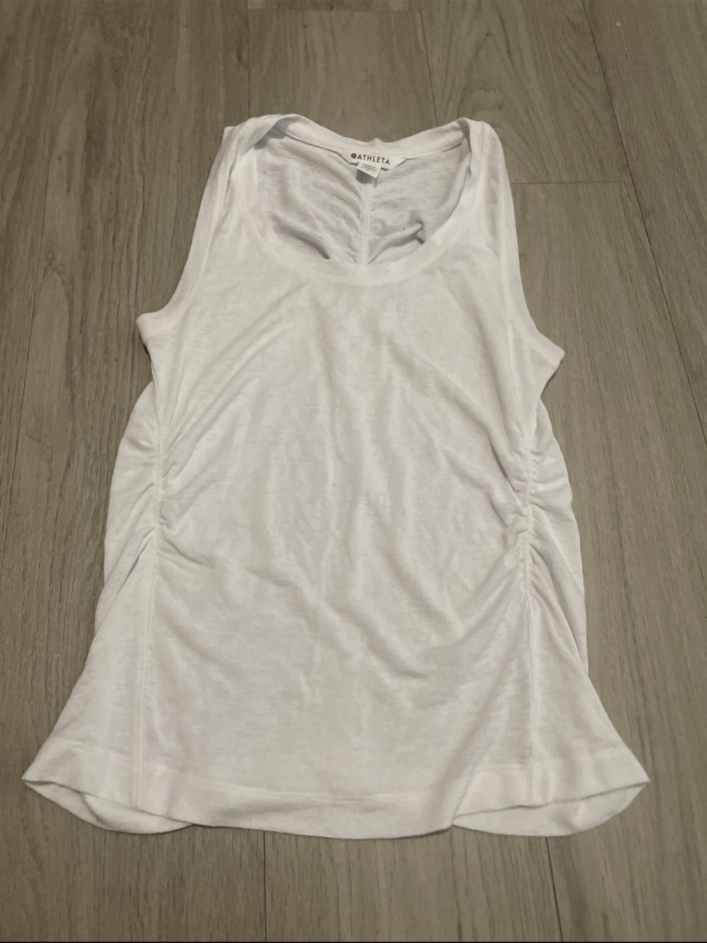 Athleta White Ruched-Side Scoop Tank